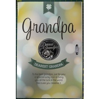 Dearest Grandpa, Card &amp; Lucky Coin, 115 x 170mm, Luck Coin 35mm, A Beautiful Gift