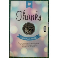 THANKS, Guardian Angel, Card &amp; Lucky Coin, 115 x 170mm, Luck Coin 35mm