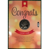 Congrats, Card &amp; Lucky Coin, 115 x 170mm, Luck Coin 35mm, A Beautiful Gift