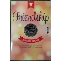 Friendship, Dearest Friend, Card &amp; Lucky Coin, 115 x 170mm, Luck Coin 35mm, A Beautiful Gift