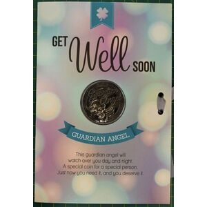 Get Well Soon, Card &amp; Lucky Coin, 115 x 170mm, Luck Coin 35mm, A Beautiful Gift