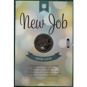 New Job, Card &amp; Lucky Coin, 115 x 170mm, Luck Coin 35mm, A Beautiful Gift