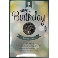 Happy Birthday, Card & Lucky Coin, 115 x 170mm, Luck Coin 35mm, A Beautiful Gift