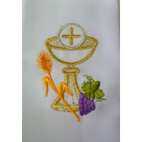 Communion Stole with Gold Metallic Thread Embroidered Chalice, 1550mm Long