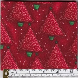 Christmas Fat Quarter 005, Approx 50cm x 52cm, Cotton Metallic Print Fabric