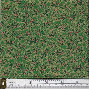 Christmas Fat Quarter 013, Approx 50cm x 52cm, Cotton Metallic Print Fabric