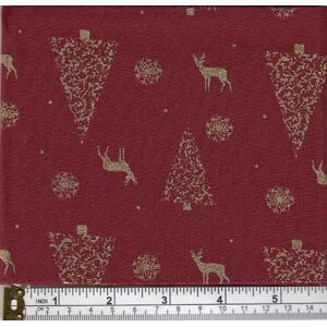 Christmas Fat Quarter 014, Approx 50cm x 52cm, Cotton Metallic Print Fabric