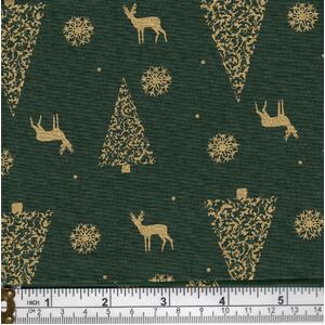 Christmas Fat Quarter 015, Approx 50cm x 52cm, Cotton Metallic Print Fabric