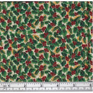 Christmas Fat Quarter 016, Approx 50cm x 52cm, Cotton Metallic Print Fabric