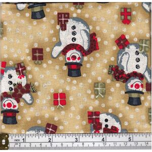 Christmas Fat Quarter 019, Approx 50cm x 52cm, Cotton Metallic Print Fabric