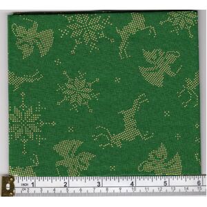 Christmas Fat Quarter 022, Approx 50cm x 52cm, Cotton Metallic Print Fabric