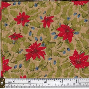 Christmas Fat Quarter 024, Approx 50cm x 52cm, Cotton Metallic Print Fabric