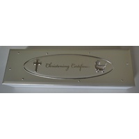 Christening Certificate Holder White/Silver 235x70x40mm CHB1625