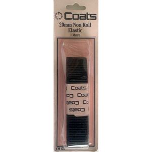 BLACK Ribbed Non-Roll Elastic 20mm x 1 Metre by Coats