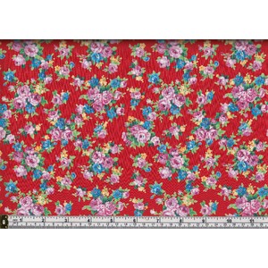 100% Cotton Print Fabric, Rose Huble Fabrics, RED, 112cm Wide Per Metre