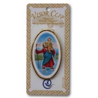 Saint Christopher Visor Clip, Metal with Plastic Clip 50 x 23mm, Made in Italy