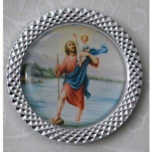 SAINT CHRISTOPHER Magnetic Car Plaque Or Memo Holder, 32mm Round