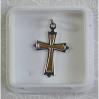 Sterling Silver (925) Two Tone Cross, 25mm x 18mm, 1.45 grams
