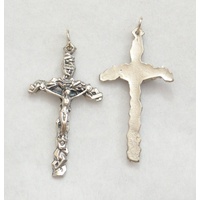 Crucifix, 43mm Silver Tone Metal Crucifix Pendant, Curved, Made in Italy