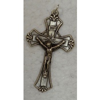 Crucifix, 45mm Silver Tone Metal Cross &amp; Corpus, Crucifix Pendant, Made in Italy