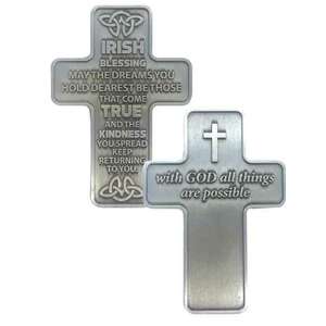 Metal Pocket Cross, 42 x 59mm, IRISH BLESSING
