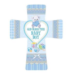 Porcelain Cross - God Bless This Baby Boy