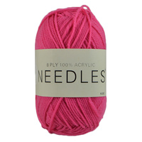 Needles Acrylic Knitting Yarn 8 Ply, 100g Ball, ROSE PINK