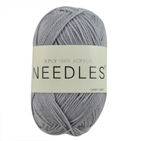 Needles Acrylic Knitting Yarn 8 Ply, 100g Ball, LIGHT GREY