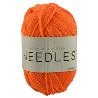 Needles Acrylic Knitting Yarn 8 Ply, 100g Ball, ORANGE