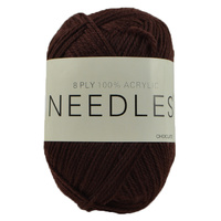 Needles Acrylic Knitting Yarn 8 Ply, 100g Ball, CHOCOLATE