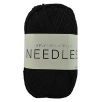 Needles Acrylic Knitting Yarn 8 Ply, 100g Ball, BLACK