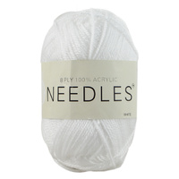 Needles Acrylic Knitting Yarn 8 Ply, 100g Ball, WHITE