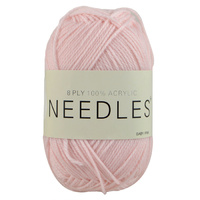 Needles Acrylic Knitting Yarn 8 Ply, 100g Ball, BABY PINK