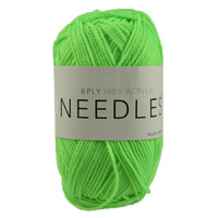Needles Acrylic Knitting Yarn 8 Ply, 100g Ball, FLURO GREEN