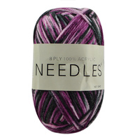 Needles Acrylic Knitting Yarn 8 Ply, 100g Ball, MULTI HOT CHIC