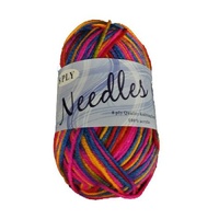 Needles Acrylic Knitting Yarn 8 Ply, 100g Ball, MULTI BRIGHT SPARK