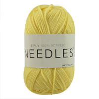 Needles Acrylic Knitting Yarn 8 Ply, 100g Ball, SOFT YELLOW