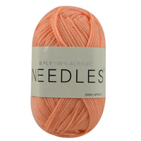 Needles Acrylic Knitting Yarn 8 Ply, 100g Ball, DARK APRICOT