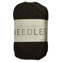 Needles Acrylic Knitting Yarn 8 Ply, 100g Ball, TRUE BROWN