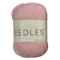 Needles Acrylic Knitting Yarn 8 Ply, 100g Ball, POWDER PINK