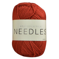 Needles Acrylic Knitting Yarn 8 Ply, 100g Ball, PAPRIKA