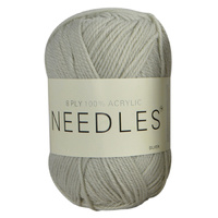Needles Acrylic Knitting Yarn 8 Ply, 100g Ball, SILVER