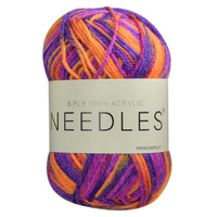 Needles Acrylic Knitting Yarn 8 Ply, 100g Ball, MULTI PASSIONFRUIT