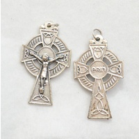 Celtic Crucifix, 45mm Silver Tone Metal Celtic Crucifix Pendant, Made In Italy