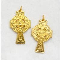 Celtic Crucifix, 38mm Gold Tone Metal Celtic Crucifix Pendant, Made In Italy
