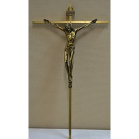 49cm Solid Brass Wall Crucifix, Metal Corpus, Brass Cross 490 x 280mm, Made in Italy