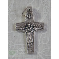 Pope Francis Good Shepherd Cross. Silver Oxide, Silver Tone 30mm Crucifix