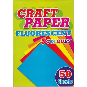 Flourescent Craft Paper, 50 sheet A4 Pad, 5 Colours
