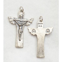 Trinity Crucifix, 55mm Silver Tone Metal Crucifix Pendant, Made In Italy