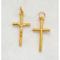 Crucifix, 25mm Metal Cross &amp; Corpus, Gold Tone Pendant, Quality, Made in Italy